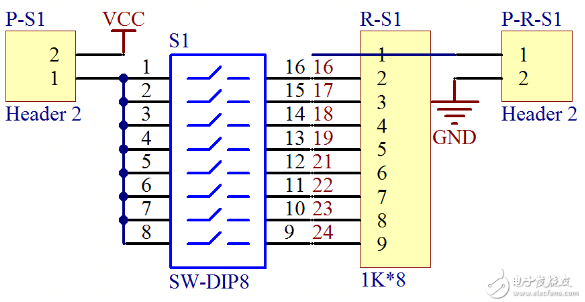 八位拨码开关电路原理图设计